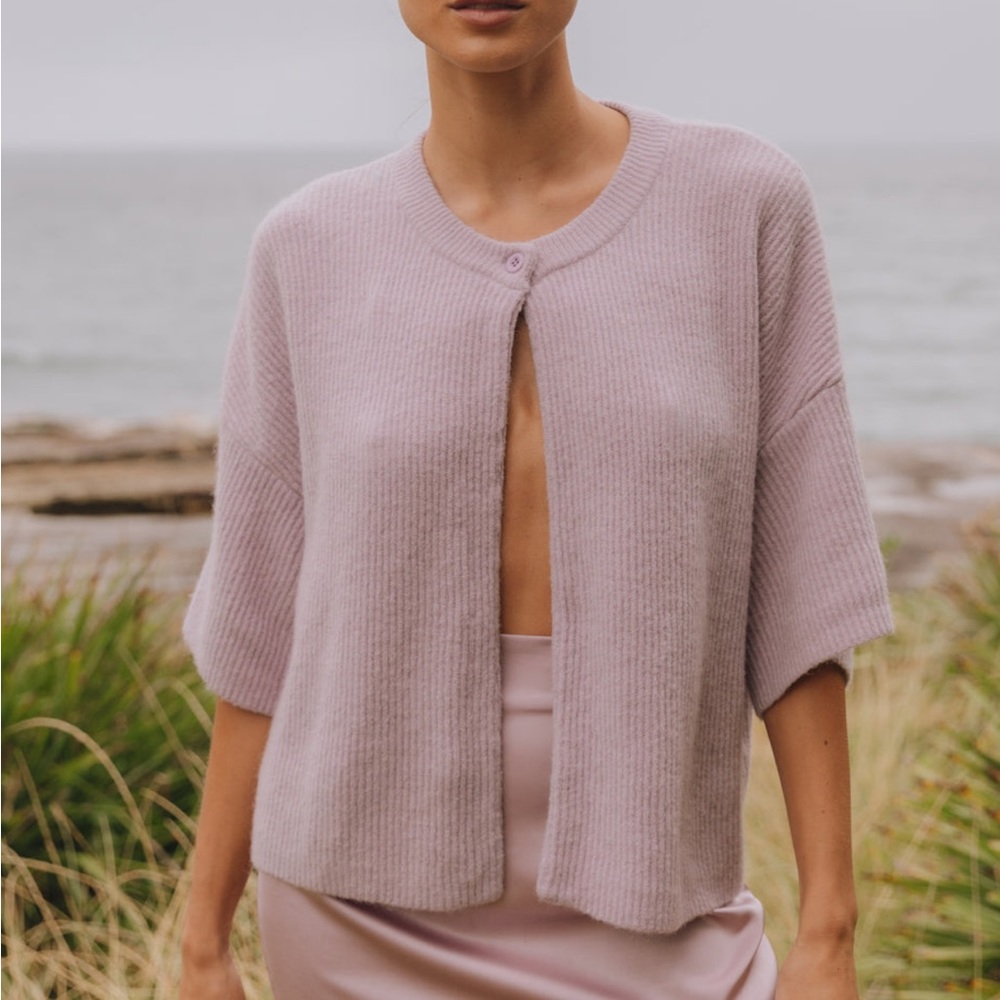 Daily Drills one button sweater from the Aussie silk drop!